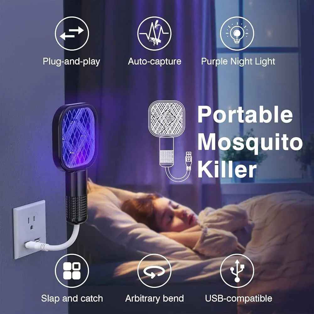 USB Electric Mosquito Killer Racket | Silent & Safe Insect Killer Light
