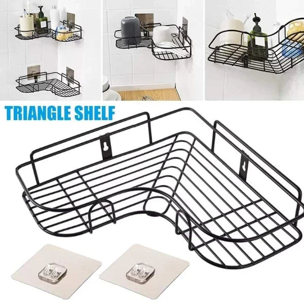 Wall Corner Rack For Bathroom & Kitchen With Hooks