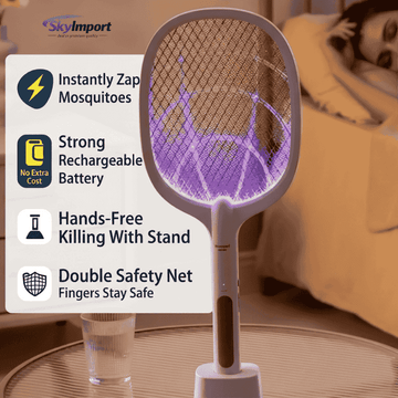 Electric Mosquito Racket with Charging Stand – Clean & Safe Solution