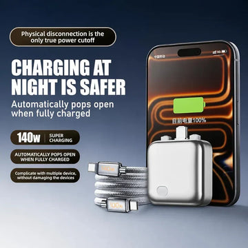 140W Smart Auto-Disconnect USB-C Charging Cable – Battery Protection Technology